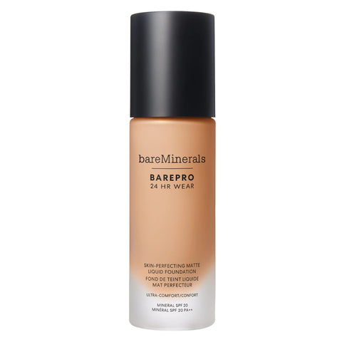 bareMinerals Barepro 24HR Wear Matte Liquid Foundation Mineral SPF 20, Full Coverage Matte Finish, Breathable Makeup for Face, Vegan (Light 22 Warm)
