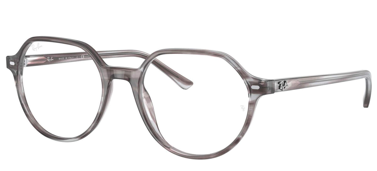 Ray-Ban RX5395 Thalia Square Prescription Eyeglass Frames, Striped Grey/Demo Lens, 51 mm