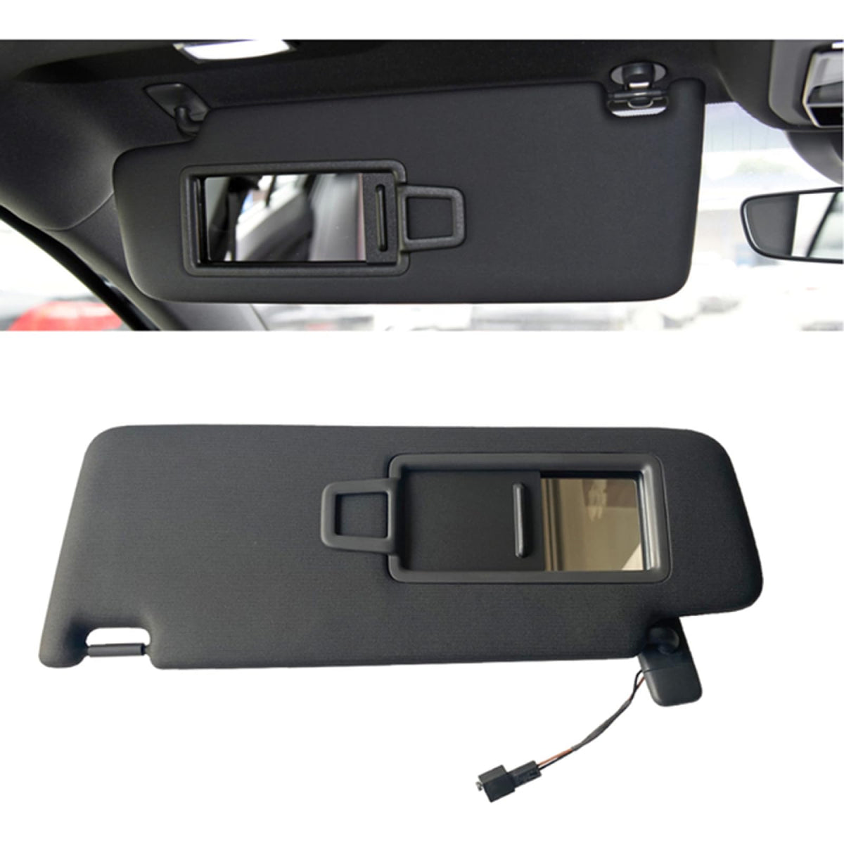 LadyCent Car Sun Visor for Seat Arona Ateca Ibiza ST, Gray Front Sun Visor Panel with Makeup Mirror 5GG857551,Left-Black
