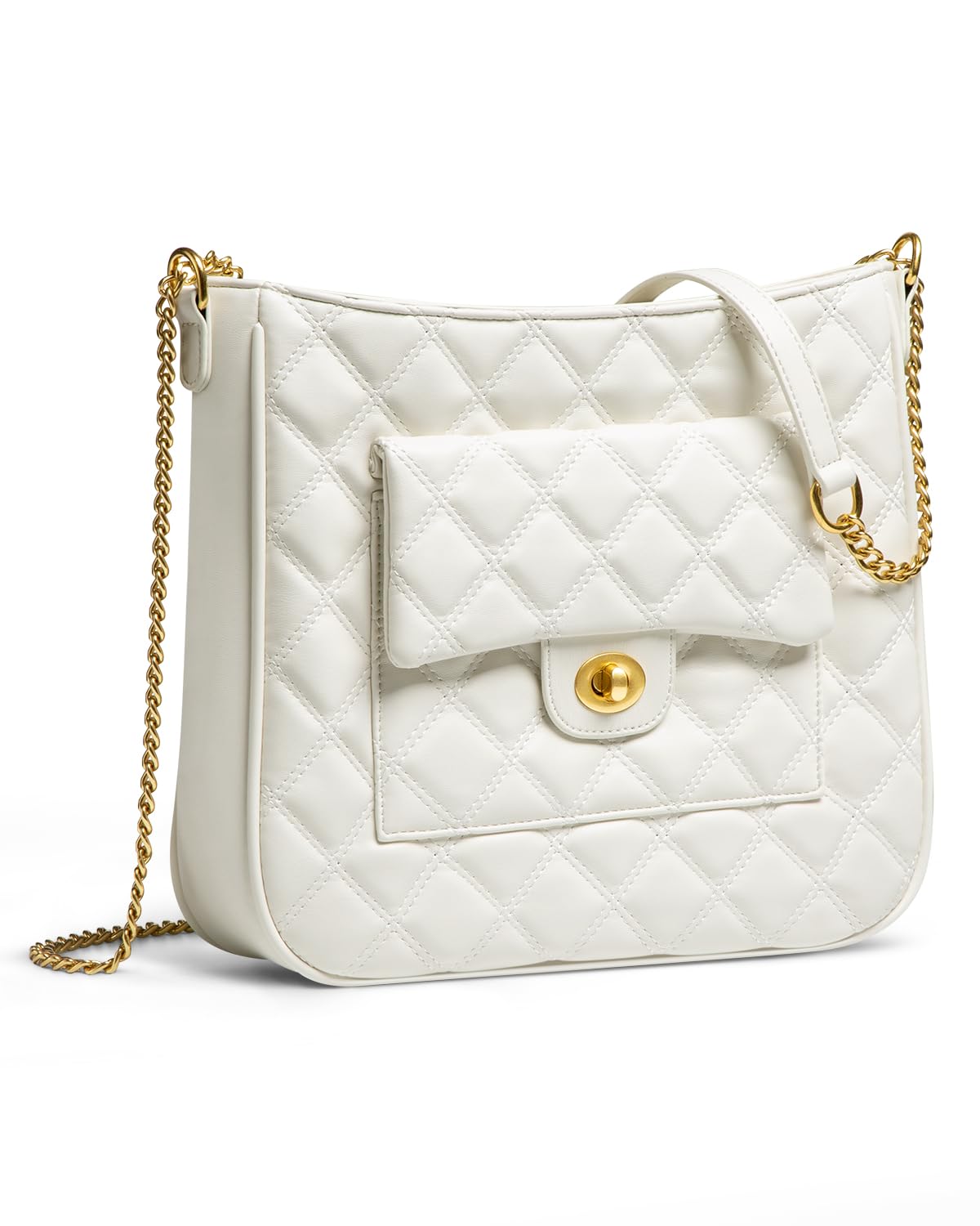 Vulkitty Crossbody Bag for Women Fashion Hobo Handbags Trendy Leather ladies Purse Shoulder Bag with Adjustable Strap (White)