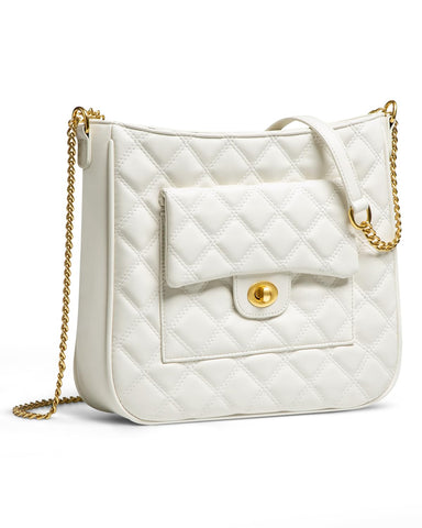 Vulkitty Crossbody Bag for Women Fashion Hobo Handbags Trendy Leather ladies Purse Shoulder Bag with Adjustable Strap (White)