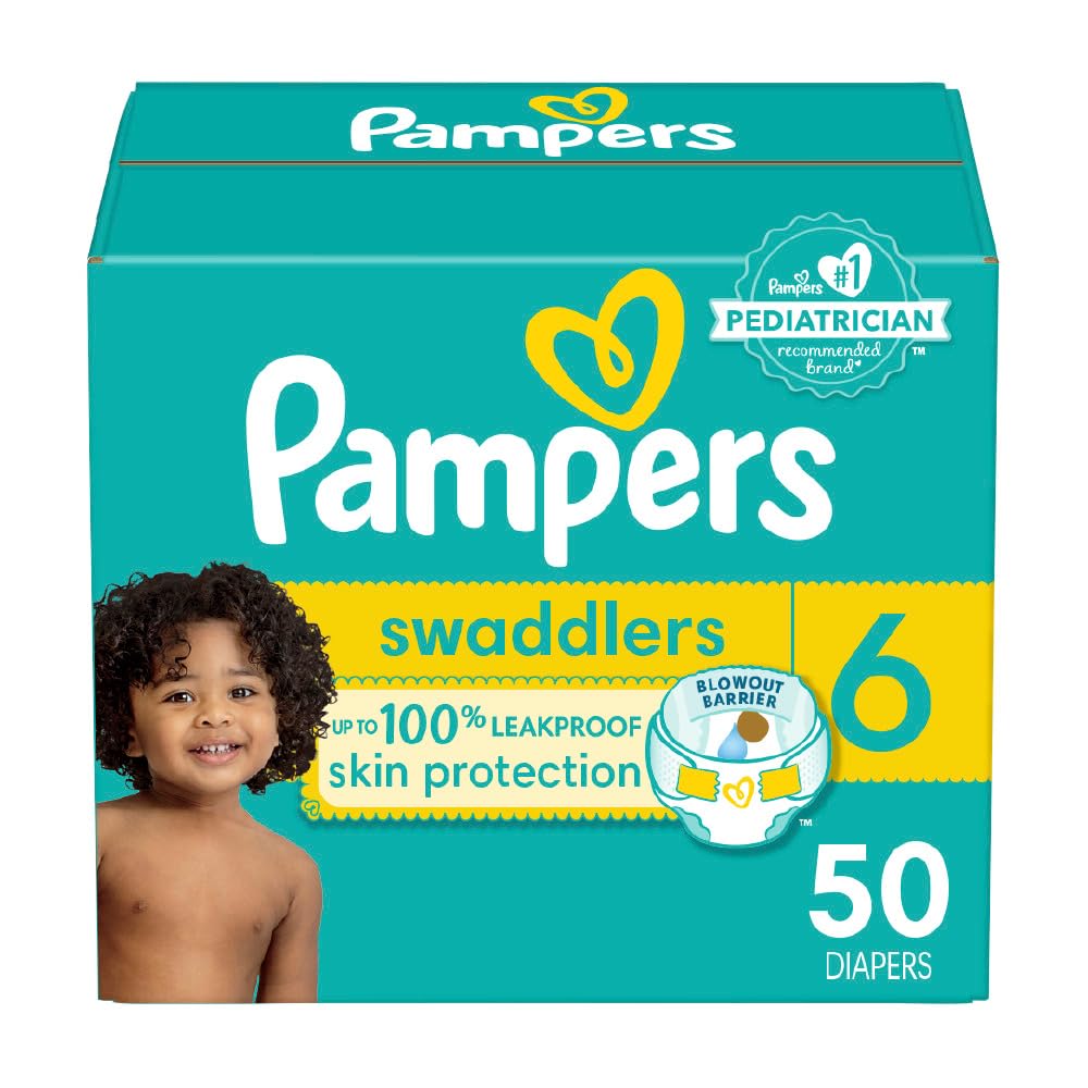 Pampers Swaddlers Diapers - Size 6, 50 Count, Ultra Soft Disposable Baby Diapers