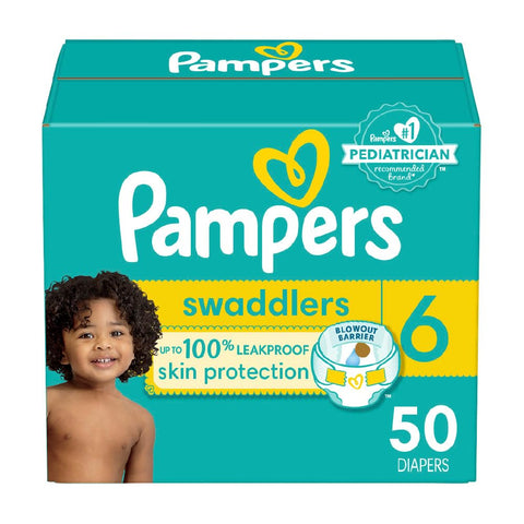 Pampers Swaddlers Diapers - Size 6, 50 Count, Ultra Soft Disposable Baby Diapers