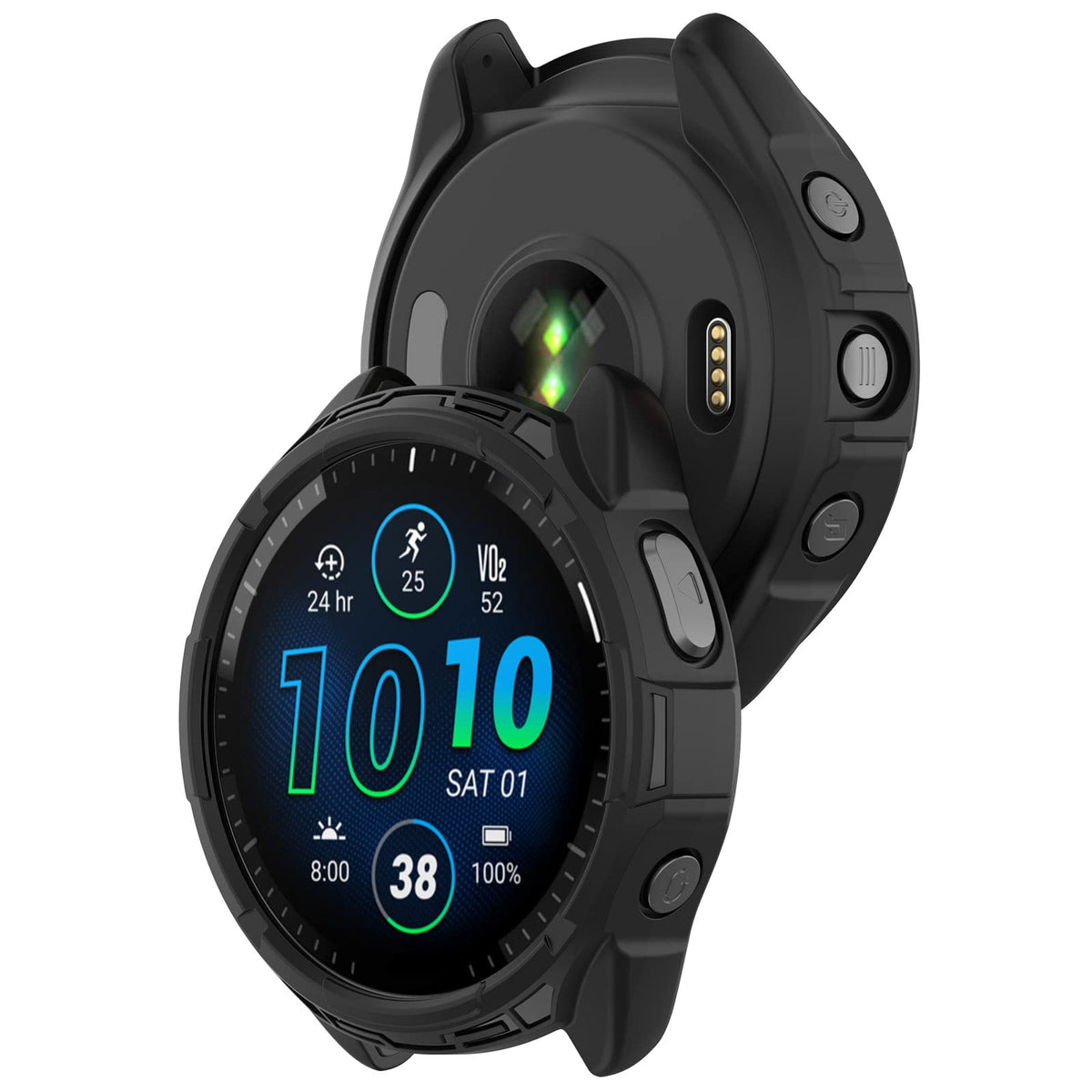 LOKEKE Compatible with Garmin Forerunner 965 Protective Case Cover, TPU Protective Case Cover Shell Compatible with Garmin Forerunner 965(TPU Black)