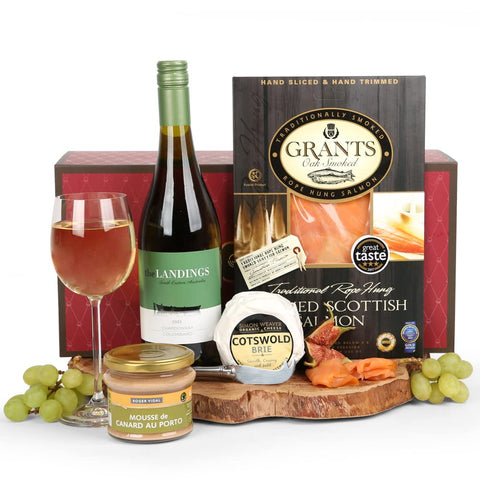 Hay Hampers Fish, Cheese & Wine Gift Set - Wine Hamper, Gifts for Women & Men, Luxury Hampers for Couples & Parents