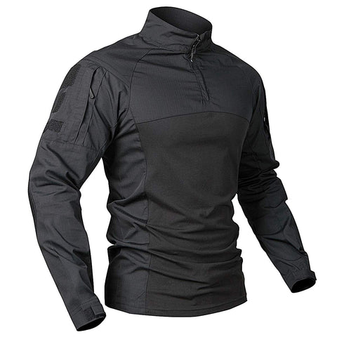 CARWORNIC Men's Tactical Military Combat Shirt Long Sleeve Camo Airsoft T Shirt