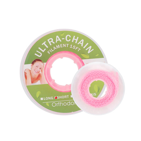 faruijie Colourful Elastic Power Chain for Braces Dental Orthodontic Powerchains 3 Sizes Ortho Rubber Band(Continuous,Pink 20#)