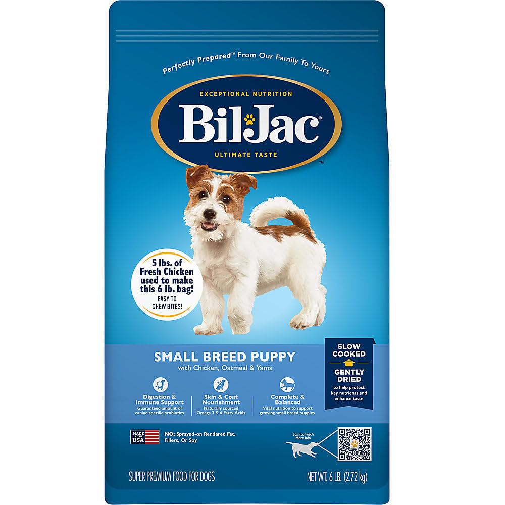 Bil-Jac Puppy Food Small Breed Formula Dry Dog Food 6 lb Bag - Chicken, Oatmeal & Yams - Super Premium Since 1947 (2-Pack)