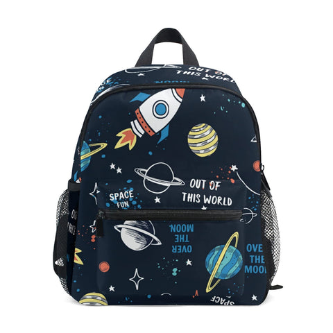 Kids Backpack for boys Space Rocket Planet Toddler Bags Children Preschool Kindergarten Small Chest Strap 3-8 Years Old