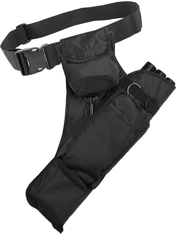 Hsitoolg Archery Bag Outdoor Canvas Arrow Quiver Hunting Three Tube Archery Bag Waist Span Archery Accessories Archery Bag (Black)
