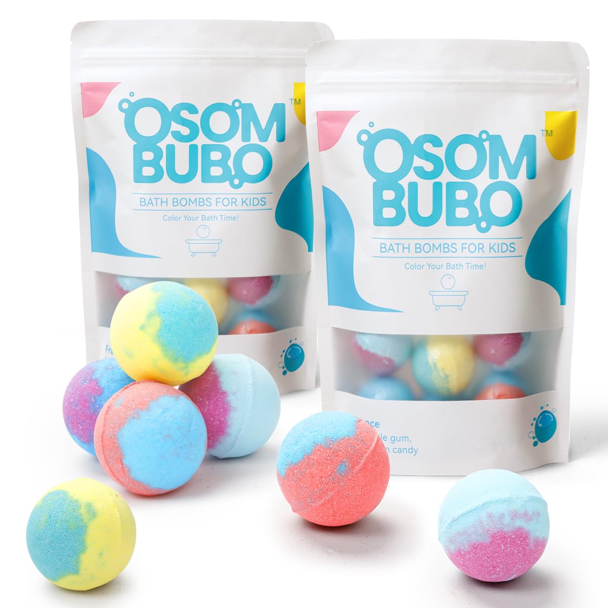 Bath Bombs for Kids 2 Packs (Each Pack of 12 Pcs), Supplement for Bath Shower Balls, Bath Fizzy Kits with Ziplock Bag Packaging Suitable as Travel