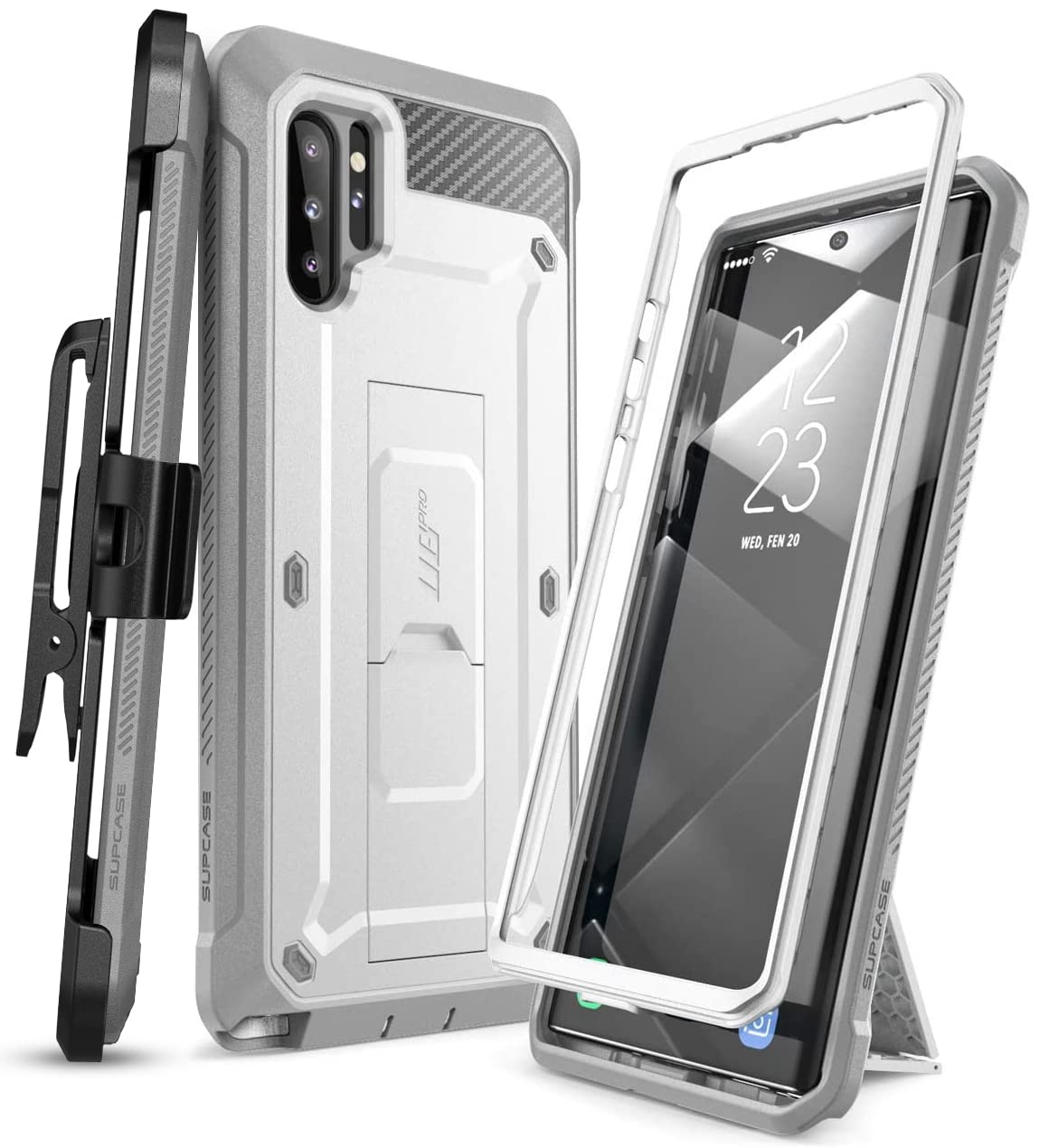 SupCase for Samsung Galaxy Note 10 Plus/Note 10 Plus 5G Case (Unicorn Beetle Pro), [Built-in Stand & Belt Clip] Full-Body Rugged Phone Case Without Screen Protector for Galaxy Note 10 Plus, White