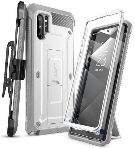 SupCase for Samsung Galaxy Note 10 Plus/Note 10 Plus 5G Case (Unicorn Beetle Pro), [Built-in Stand & Belt Clip] Full-Body Rugged Phone Case Without Screen Protector for Galaxy Note 10 Plus, White