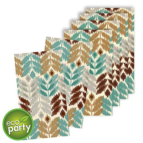Leaf Ikat Disposable 2 Ply Eco Paper Guest Towels Tableware, 16 Pieces, Made from Paper, by Amscan