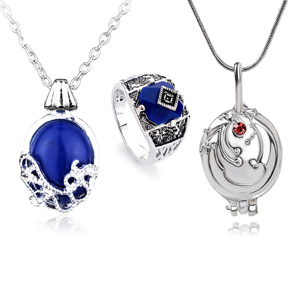 HJYZY 13 pcs The Vampire Diaries Jewelry Sticker Daywalking Katherine Sapphire Necklace Elena Gilbert Opening Vervain Locket Pendant Necklace Daylight Walking Signet Caroline's Ring