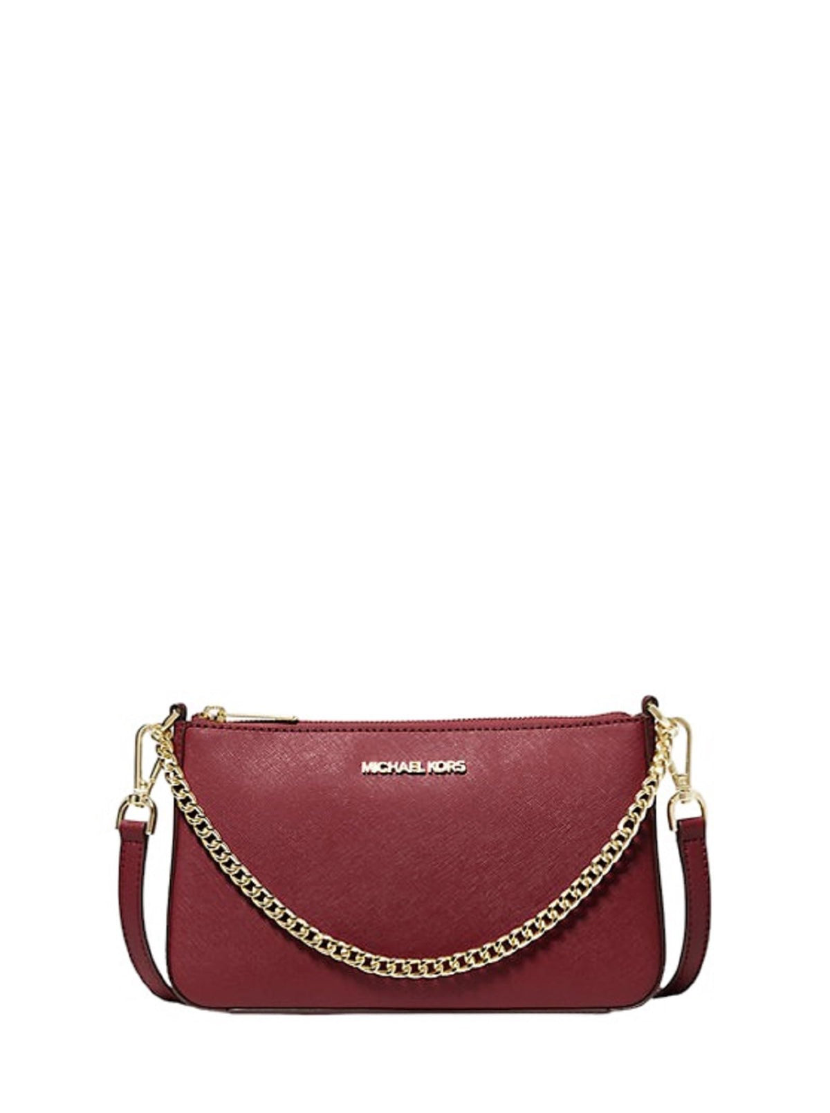 MICHAEL KORS Jet Set Travel Pouchette Crossbody Bag Med (Dark Cherry)