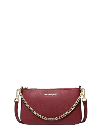 MICHAEL KORS Jet Set Travel Pouchette Crossbody Bag Med (Dark Cherry)