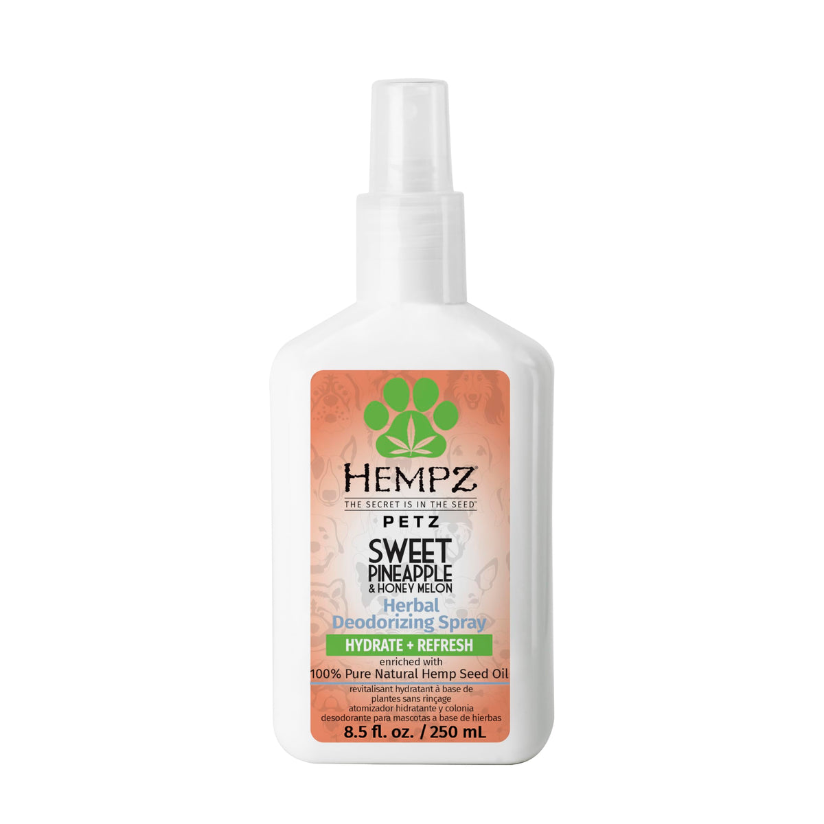 Hempz Petz, Dog Cologne, Sweet Pineapple & Honey Melon Herbal Deodorizing Spray, 8.5 oz.