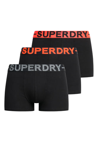 Superdry Men's TRUNK TRIPLE PACK Boxer Shorts, Black/Orange,