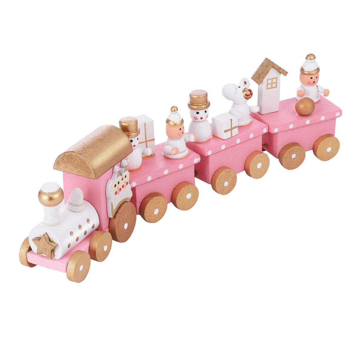 Wooden Train Small Train Christmas Toy Train Mini Train Christmas Train Four Section Train Xmas Train Toy Train for Kids Train Toy Kids Playing Train Desktop Train 4 Section Train