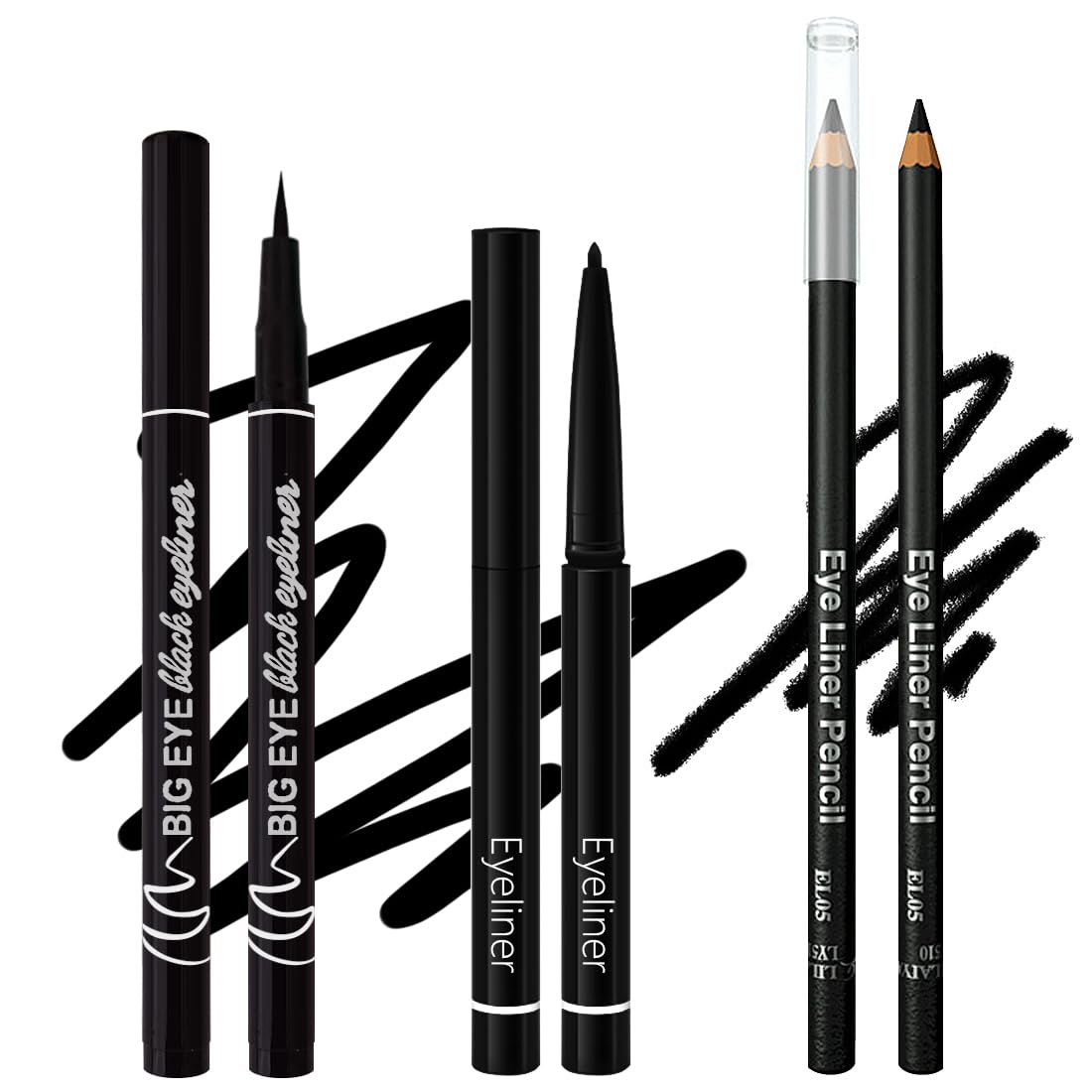 Generic Eyeliner, Waterproof, Long-lasting, Soft and Gentle Eyeliner for Women Eye-Makeup; [3-in-1]Eyeliner *3; Black #-0405033