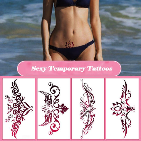 Kotbs Naughty Temporary Tattoos for Women Ladies Girls, 24-Sheet Flowers Temporary Tattoos Stickers, Fun for Lower Back Legs Arms Butt Stomach