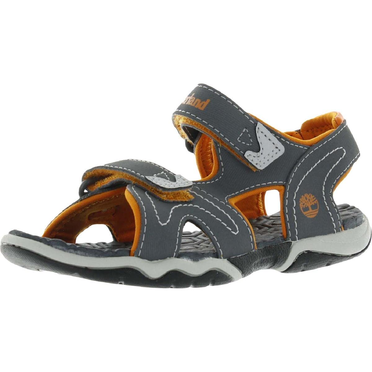 Timberland Kids Adventure Seeker 2-Strap-T-K Sandal, Medium Grey w/Orange, 4 US Unisex Toddler