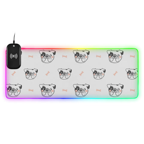 Cute Animal Cat Dog Wireless Charging Mouse Pad for Mobile Phone Extra Large Gaming Mousepad with 13 Lighting Modes Keyboard Mat for Gaming MacBook PC Laptop Desk Office Home