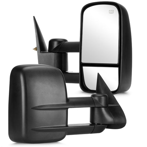 Youxmoto Towing Mirrors 1999 2000 2001 2002 For Chevy Silverado 1500/2500 HD 3500/ Suburban; For GMC Sierra Pickup Truck Tow Mirrors; W/Heated; Manual Extended/Folding