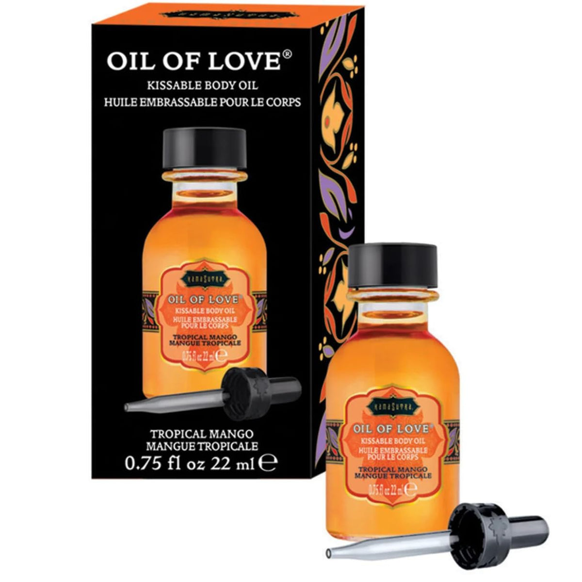 KAMA SUTRA Oil of Love Tropical Mango - .75 fl oz - Kissable Warming Body Topping for Oral Foreplay Fun. Delicious Lickable Flavor for Couples, Women, and Men. Water-Based.
