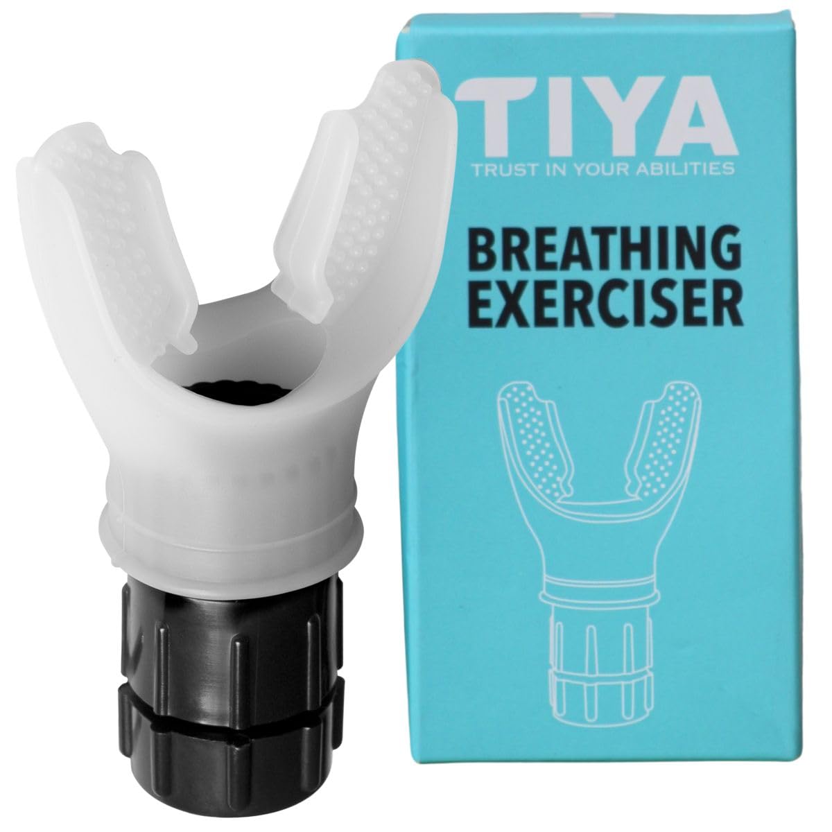 TIYA Breathing Exerciser Device - Portable Lung Trainer for Respiratory Therapy, Lung Cleanse, Detox & Mucus Clearing - Improves Lung Capacity and Stamina Booster, Handheld Mouthpiece - White