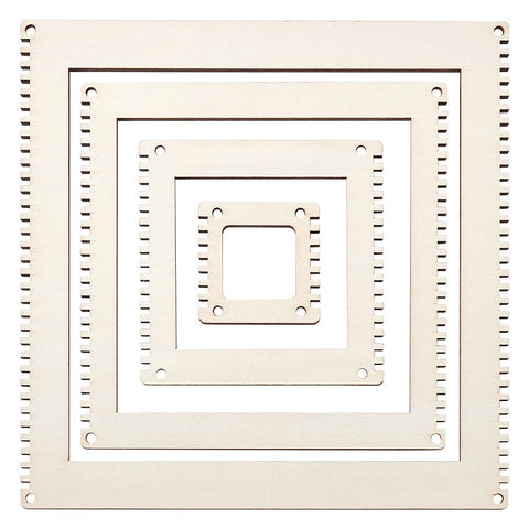 BENECREAT 4 Sizes Wooden Weaving Loom Kit, 5/10/15/20cm Square DIY Weaving Art Tapestry Loom for Hanging Decor Woven Tapestry Knitted Crafts Making, 4.5mm Thick