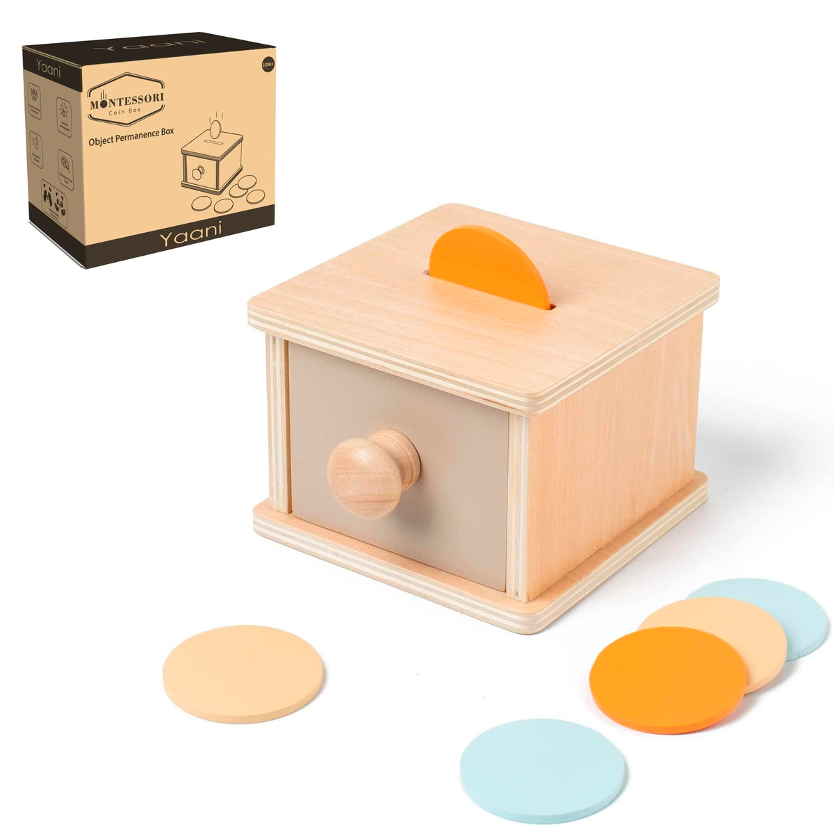 YAANI Object Permanence Box, Montessori Coin Box, Baby Toys 6 to 12 months, Montessori toys for 1 year old, Baby & Toddler Toys, Baby Toys 6 Months Plus, Baby Gifts, Baby Shower
