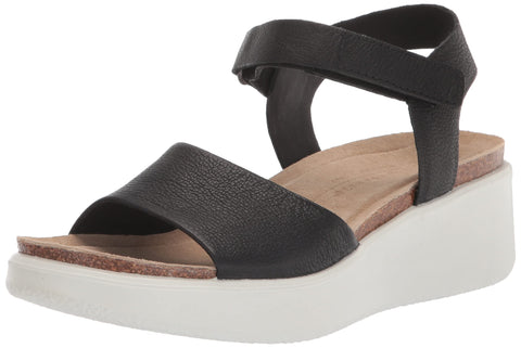 ECCO Women's Flowt Wedge Cork Sandal, Black, 9-9.5