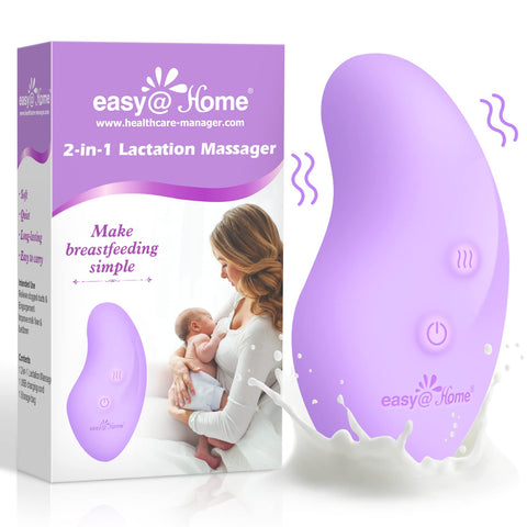 Easy@Home Lactation Massager for Breastfeeding: 2-in-1 Breast Pump Pads Nursing Electrical Massager | Postpartum Essentials | Relief Breast Pain Warming Nipple Massage | Improves Breast Milk Flow