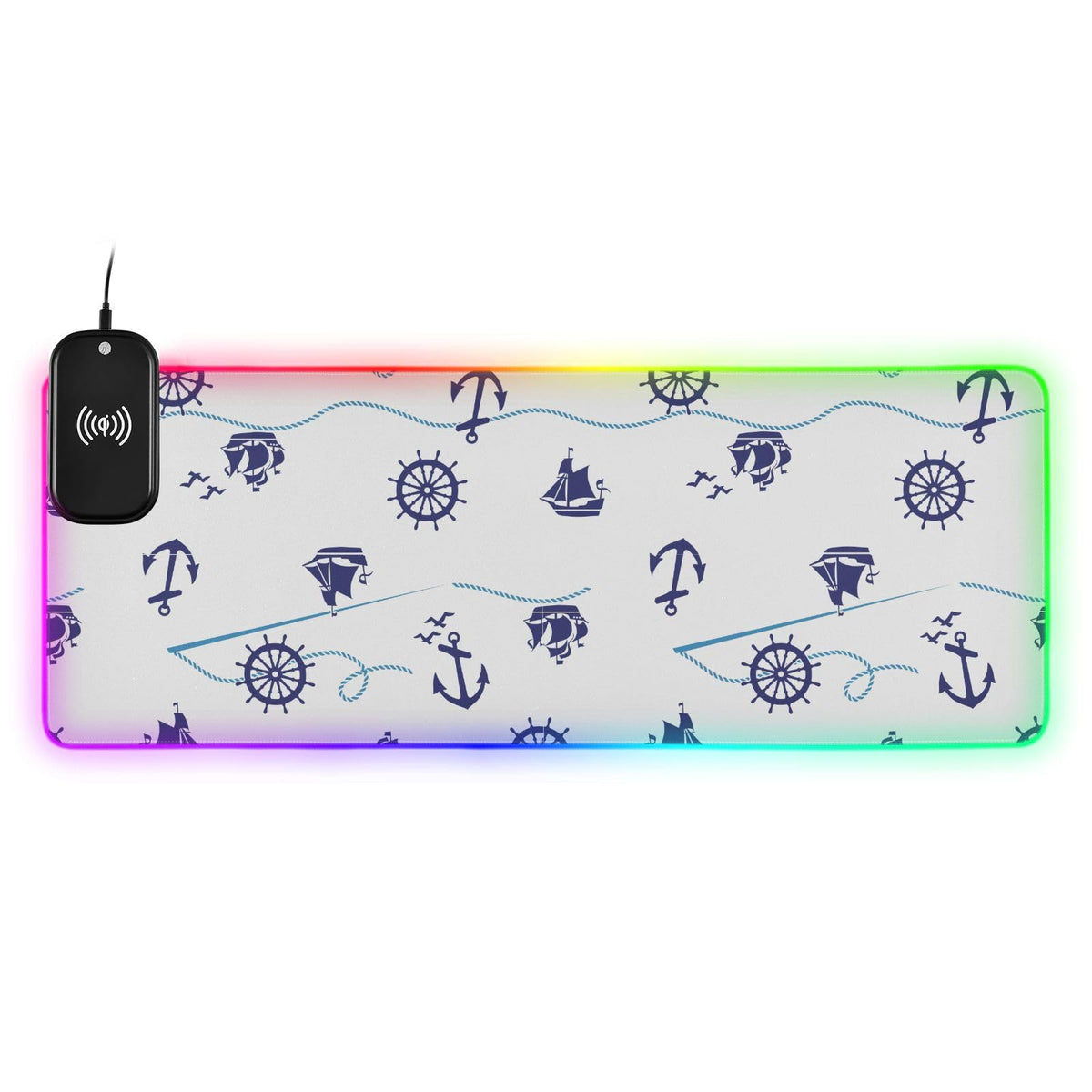 Anchor Steering Wireless Charging Mouse Pad for Mobile Phone Extra Large Gaming Mousepad with 13 Lighting Modes Extended Desk Mat for MacBook PC Laptop Desk Office Home Gaming
