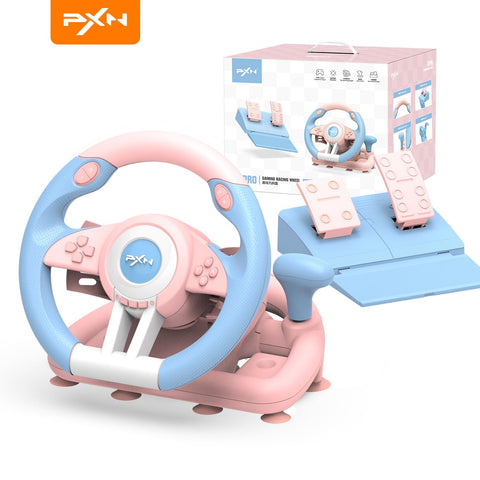 PXN V3II Racing Wheel - Gaming Steering Wheel for PC, 180 Degree Driving Wheel Volante PC Universal Usb Car Racing with Pedal for PS4, PC, PS3, Xbox Series X|S, Xbox One(pink)