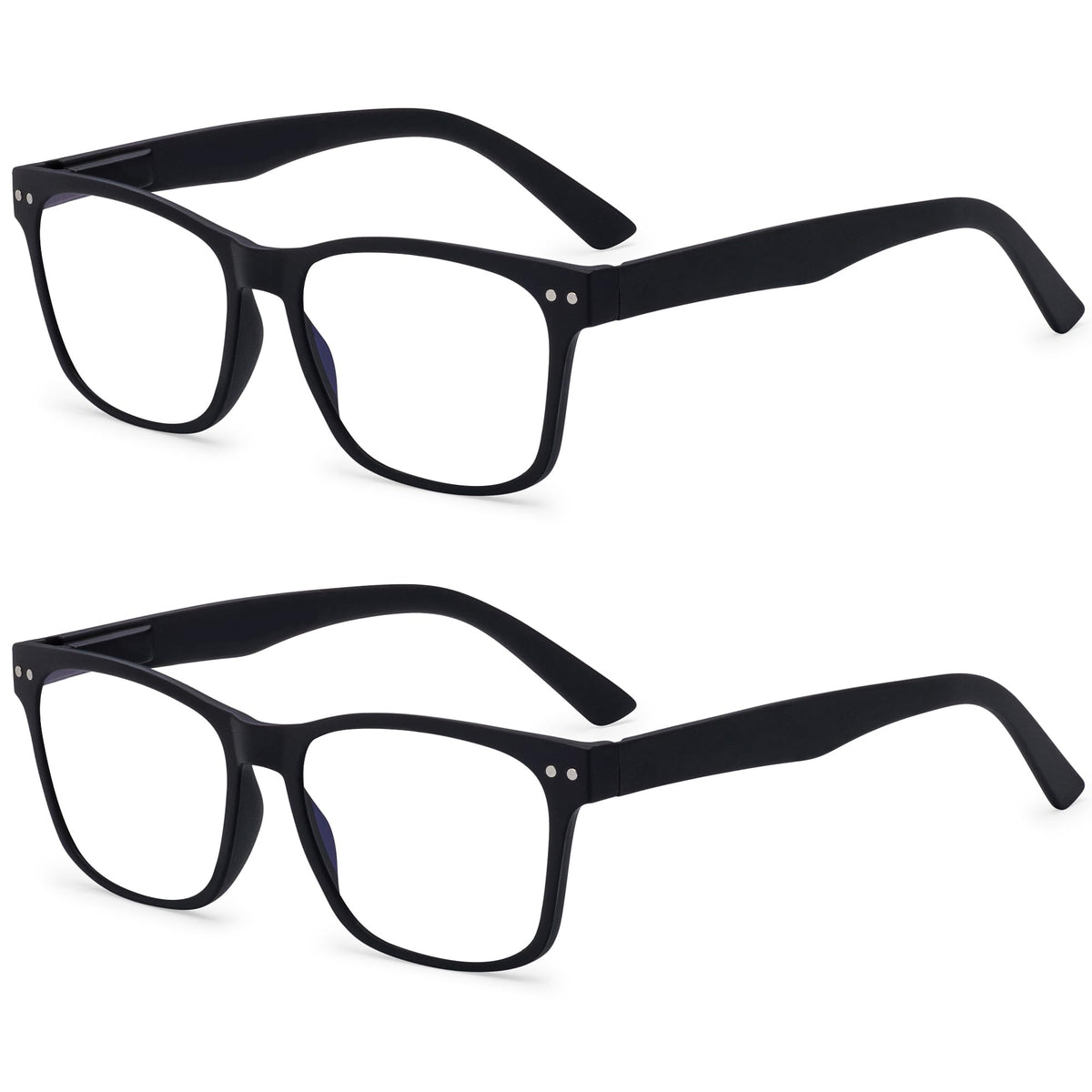 2 Pack Bulk Multi Focus 3 Power Progressive Reading Glasses - No Line (2 Pack Black, 1.00)