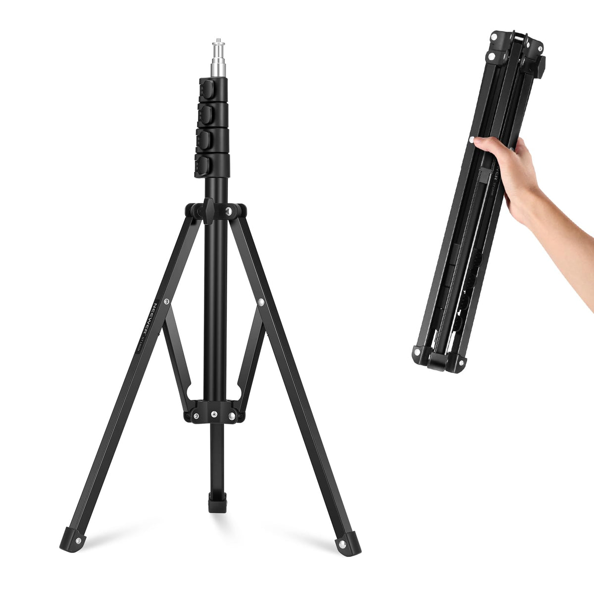 NEEWER 71"/180cm Portable Light Stand, Adjustable Metal Camera Tripod Reverse Folding Light Tripod, LED Light Ring Light Reflector Stand with Flip Locks for Live Streaming Vlog Video Recording, ST180R