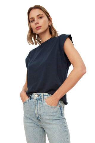 Trendyol Women Basic Regular fit Basic Crew Neck Knitted T-Shirt Navy Blue