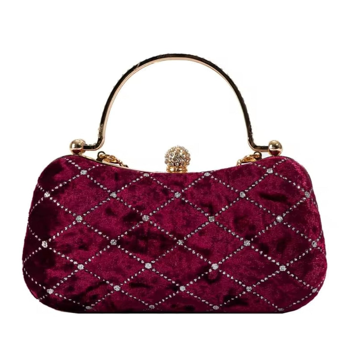 Drazle Trendy Evening Purse Velvet CLutch Purse Solid Evening Bag Clutch Purse For Women, Maroon