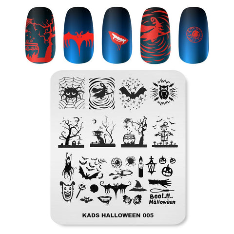 KADS Halloween Nail Plates Nail Stamp Templates Nail Art Stamping Kits with Pumpkin Ghost Skull Bat Image Plates for DIY Decoration (HA005)