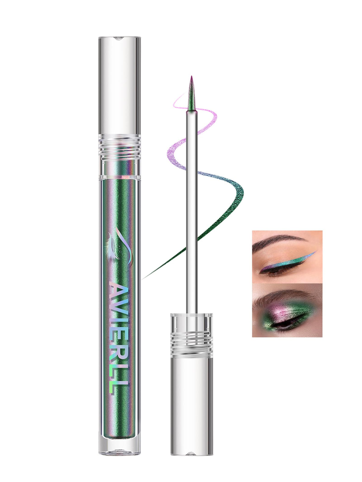 Easilydays Liquid Thin Eyeliner Pencil, Long-Lasting Waterproof Eyeliner Pen Chameleon Multichrome Eyeliner Quick-drying Transfer-Proof Smudge-Proof Eyeliner & Lipliner Shimmer Eyeshadow Makeup (02)