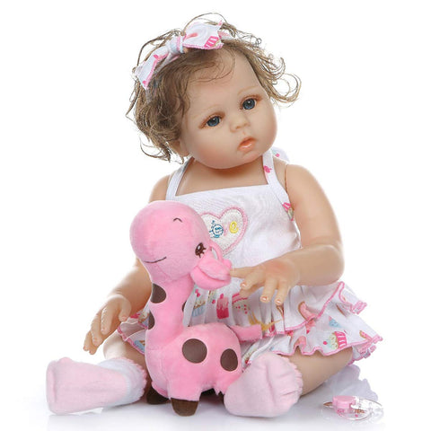 TERABITHIA 18inch 47cm Cute Soft Hand Rooted Curly Hair Silicone Vinyl Full Body Reborn Baby Dolls Look Real Preemie Collectible Newborn Doll Washable for Girl