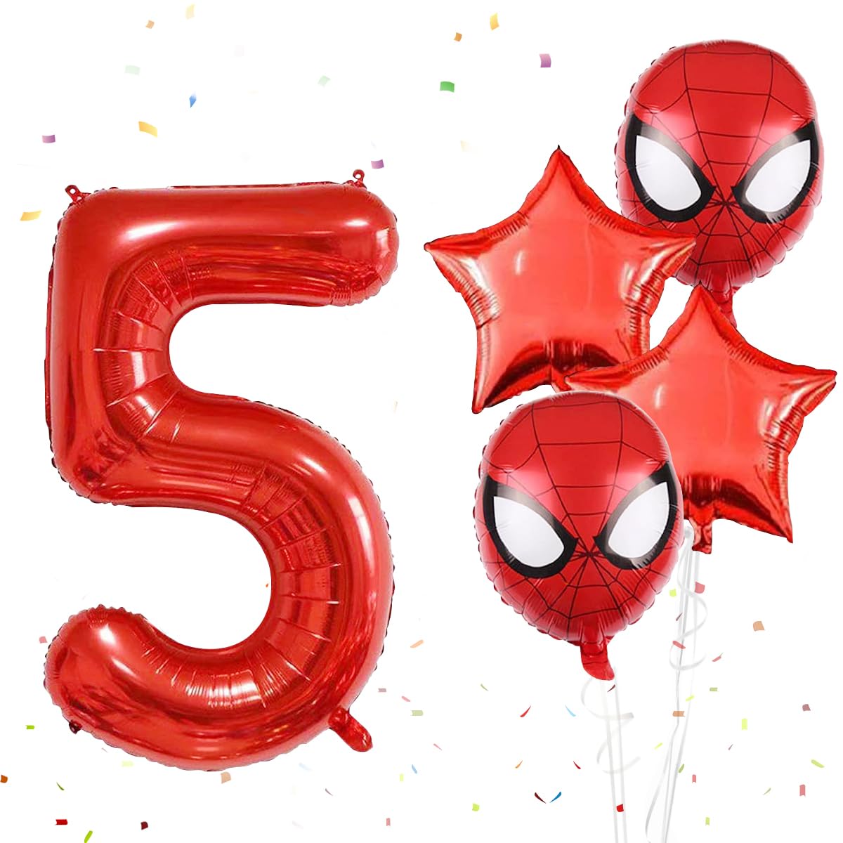 5th 32inch Red Spiderman Birthday balloons,Number 5 Superhero Aluminium Balloon for Kids Birthday Baby Shower Party Decorations (5th)