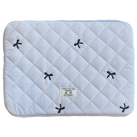 CHAMAIR Puffy Laptop Sleeve 11 Inch Cute Bow Laptop Case Coquette Quilted Carrying Laptop Bag for Women Aesthetic Macbook Sleeve Compatible for Notebook Cover (Light Blue 11in)