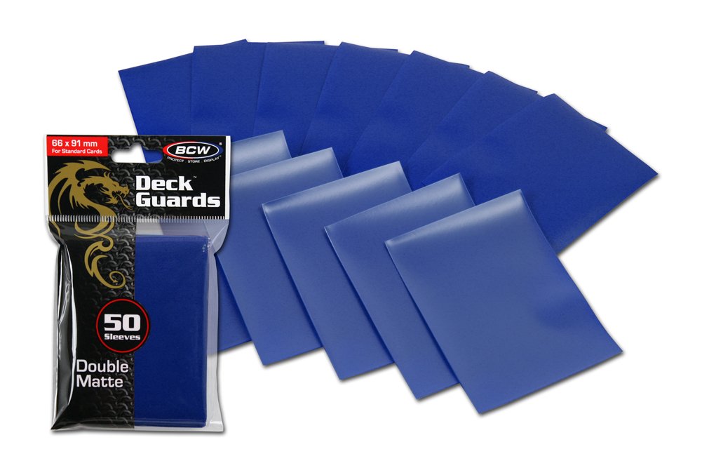 BCW 100ct Deck Guard BLUE MATTE Finish for Stardard Size Collectable Cards - Deck Protector Sleeves [2-Pack Bundle]
