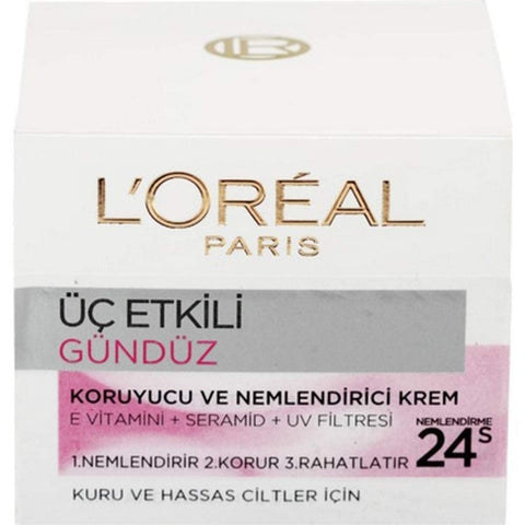 L'Oreal Skin Expert L'Oreal Paris Triple Active Day Moisturiser Dry and Sensitive Skin 50 ml, mix, (Pack of 1)