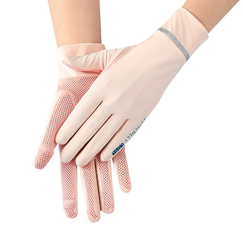Women Summer UPF 50+ UV Sun Protection Gloves 2 Fingers Flip Mesh Cooling Breathable Touchscreen Anti Slip Mittens Full Finger Quick Dry Hand Gloves for Driving Riding Cycling Lady Girls Mitt