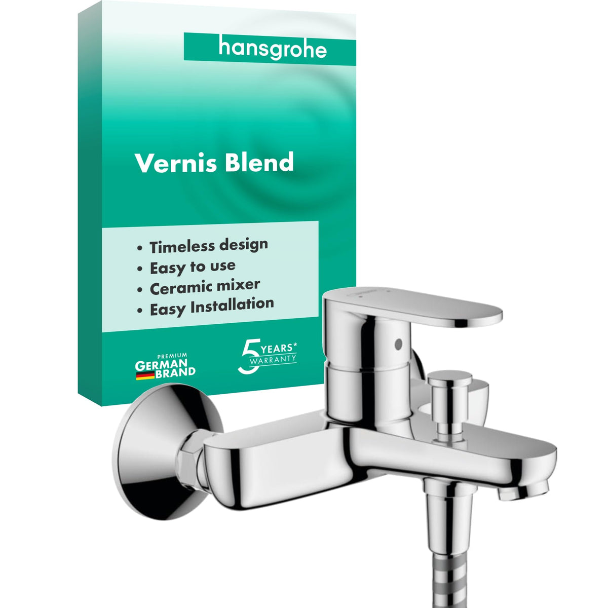 hansgrohe Vernis Blend Single Lever Bath Mixer for Exposed Installation, Chrome, 71440000